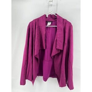 ASHRO Women 18W Duster Cardigan Waterfall Collar Purple Polyester Spandex Jacket
